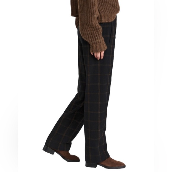 Vince Flannel Plaid Wide Leg Pants black brown wool cashmere blend super soft 16 - Picture 3 of 12
